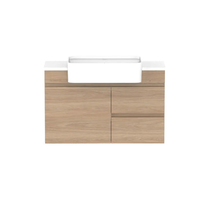 ADP Glacier Lite Semi-Recessed Door and Drawer Twin Vanity with Benchtop