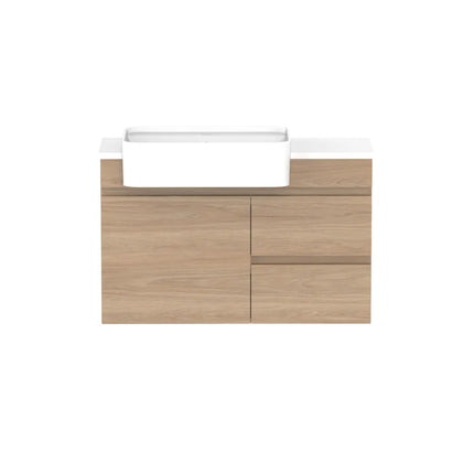 ADP Glacier Lite Semi-Recessed Door and Drawer Twin Vanity with Benchtop
