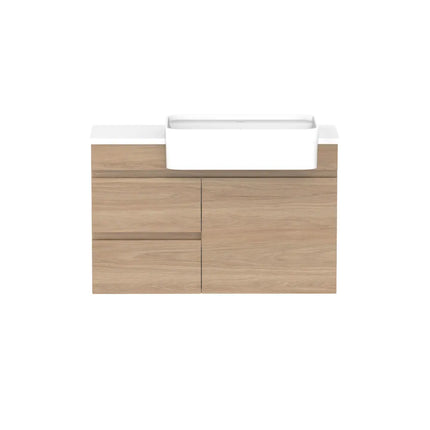 ADP Glacier Lite Semi-Recessed Door and Drawer Twin Vanity with Benchtop