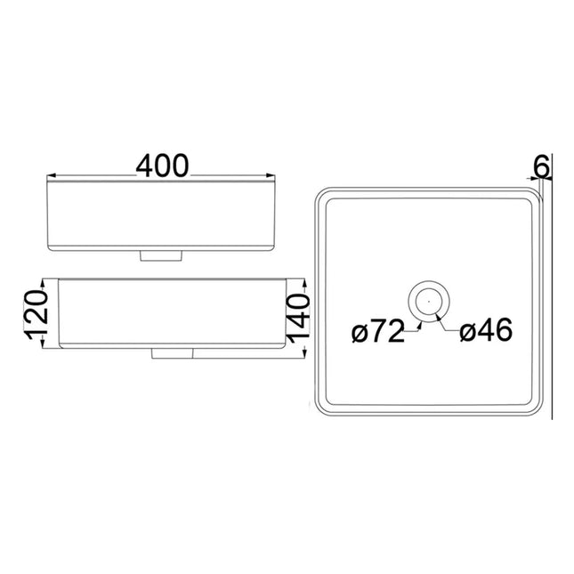 Ikon Ultra Thin Above Counter Basin Square 400 X 400 X 140mm