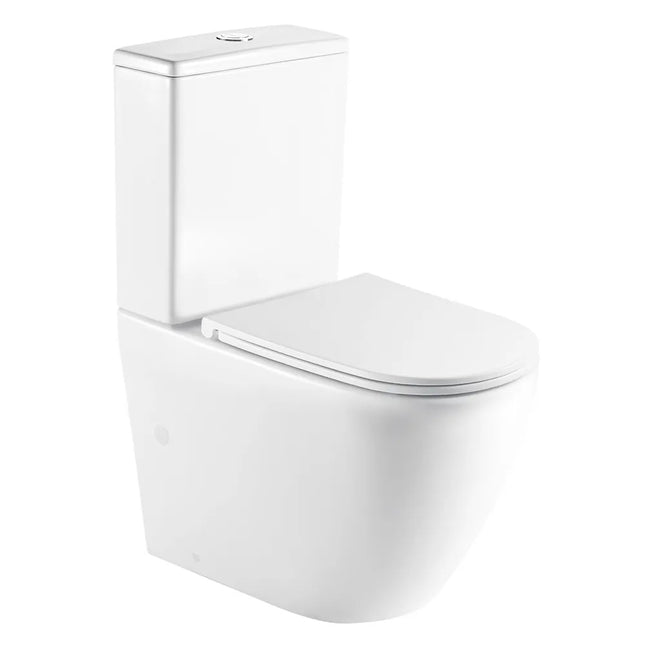 Hannah Rimless Back to Wall Toilet Suite Gloss White 665X380X845