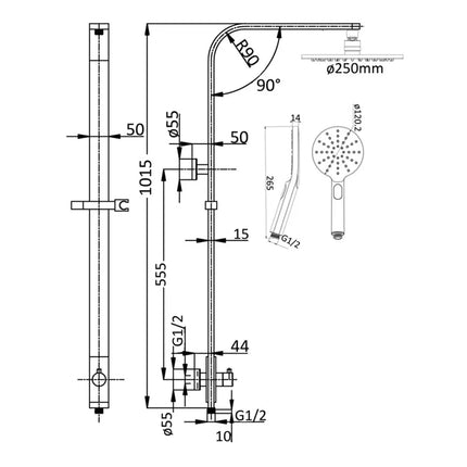 Ikon Kara Multifunction Shower Set Matt Black