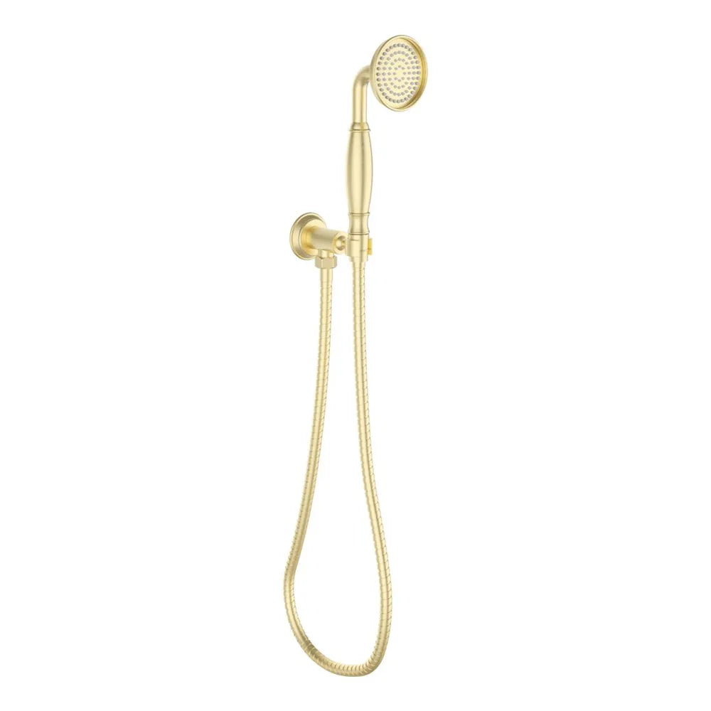 Ikon Clasico Hand Shower On Wall Outlet Bracket Brushed Gold