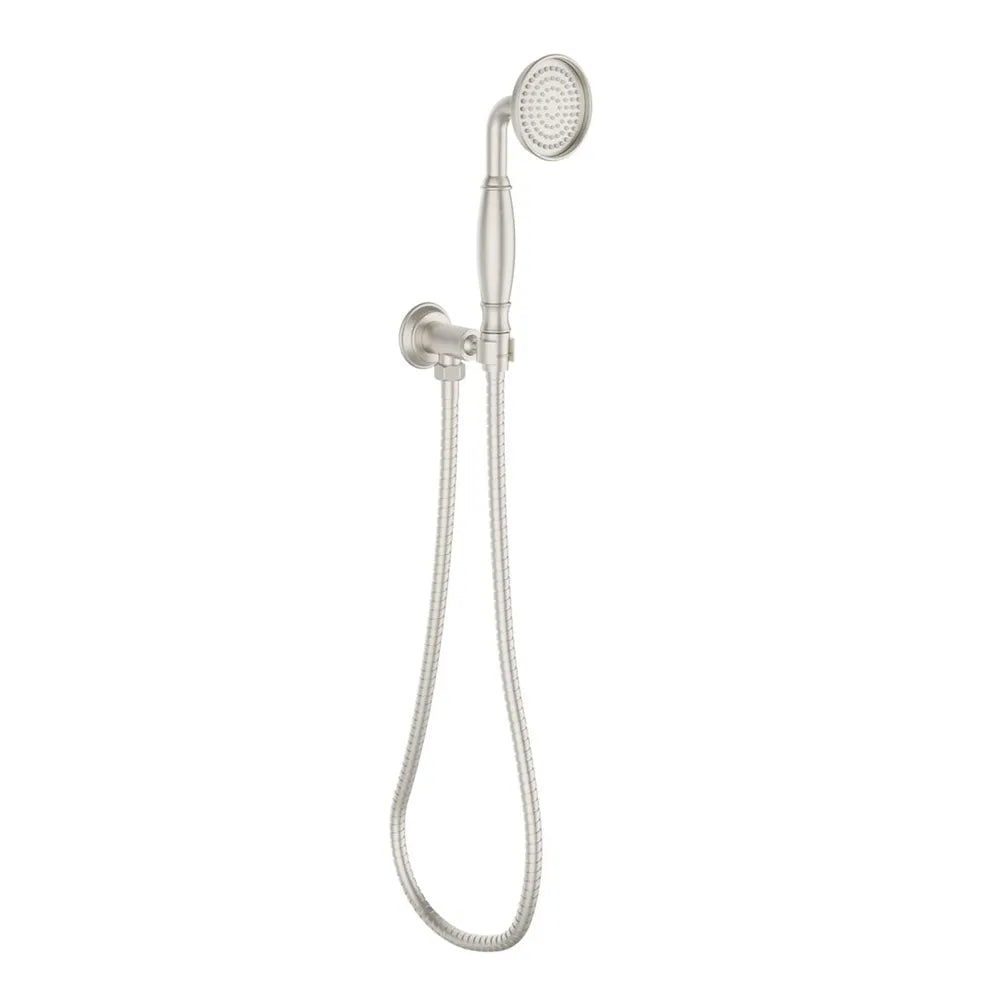 Ikon Clasico Hand Shower On Wall Outlet Bracket Brushed Nickel
