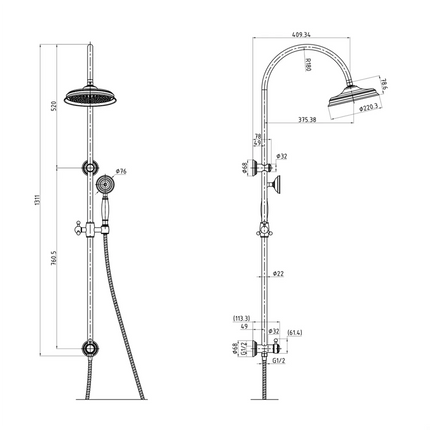 Ikon Clasico Combination Shower Set Chrome