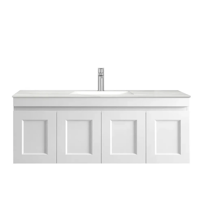 Hampton Mark ll Wall Hung Vanity Matt White 2 Soft Closing Shaker Drawers and Doors 1200W X 455D X 445H