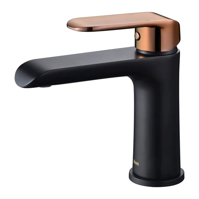 Ikon Kara Basin Mixer Black & Rose Gold Handle, 2 Sizes