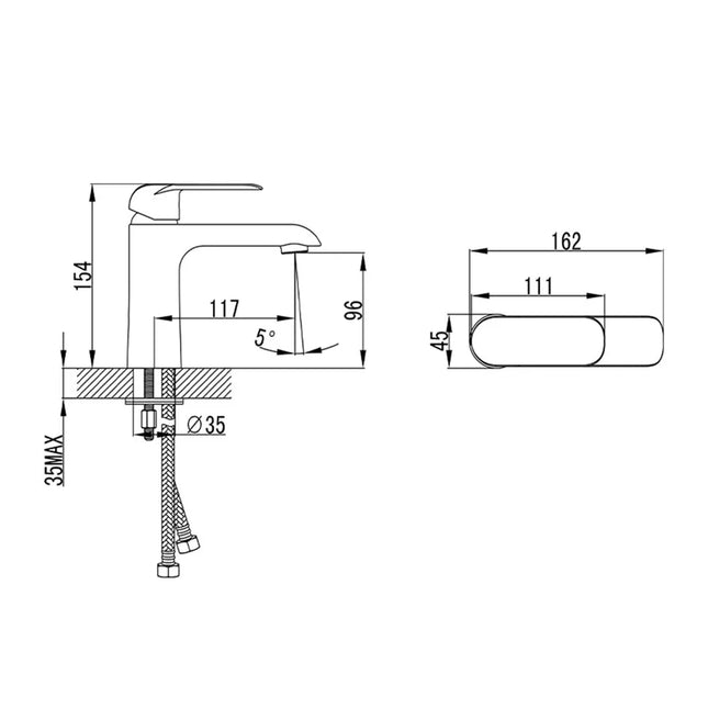 Ikon Kara Basin Mixer Chrome, 2 Sizes