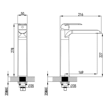 Ikon Kara Basin Mixer Chrome, 2 Sizes