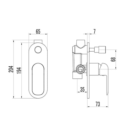Ikon Kara Wall Mixer With Diverter Matt Black