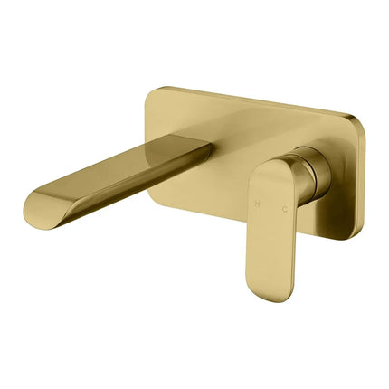 Ikon Kara Wall Basin Mixer Brushed Gold