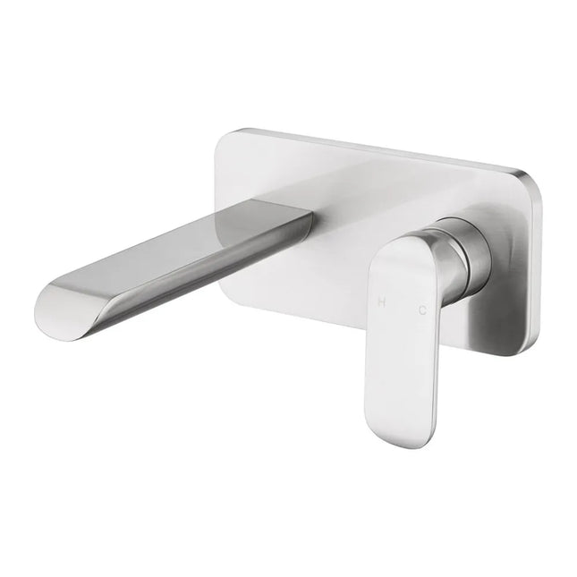 Ikon Kara Wall Basin Mixer Brushed Nickel