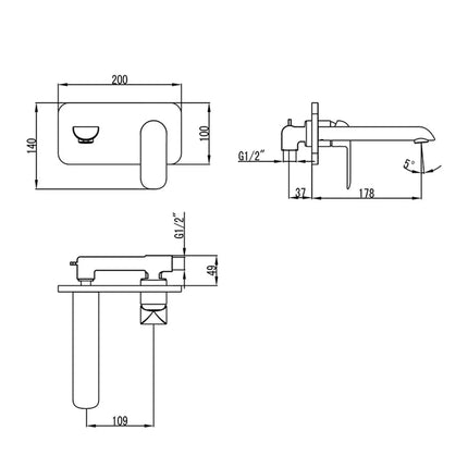 Ikon Kara Wall Basin Mixer Chrome