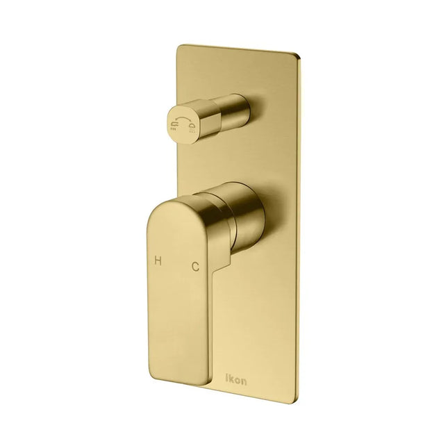 Ikon Flores Wall Mixer With Diverter Brushed Gold