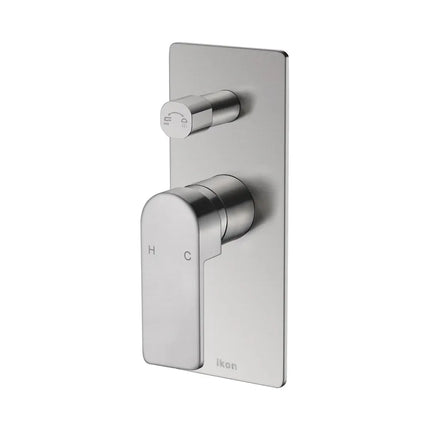 Ikon Flores Wall Mixer With Diverter Brushed Nickel