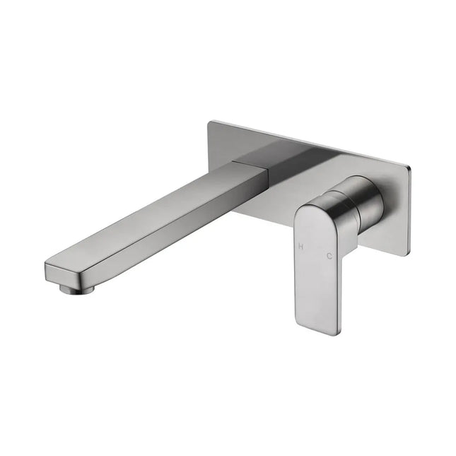 Ikon Flores Wall Basin Mixer Brushed Nickel