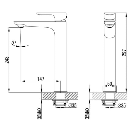 Ikon Banda Basin Mixer Chrome, 2 Sizes