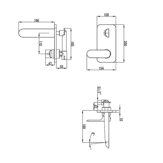 Ikon Banda Wall Basin Mixer Chrome