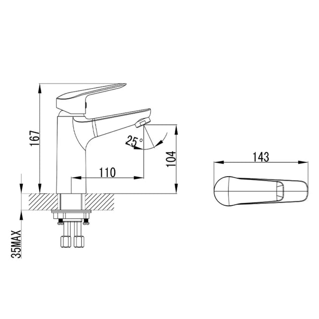 Ikon Sulu Basin Mixer Chrome, 2 Sizes