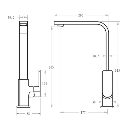 Ikon Ceram Sink Mixer Matt Black