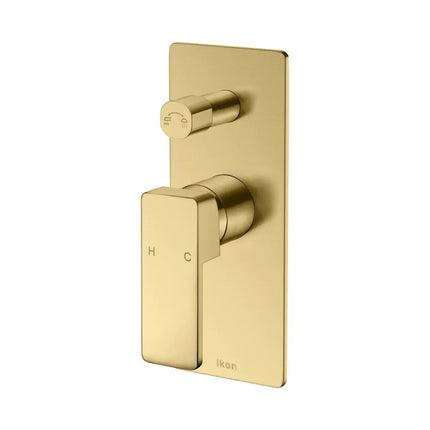 Ikon Ceram Wall Mixer With Diverter Brushed Gold