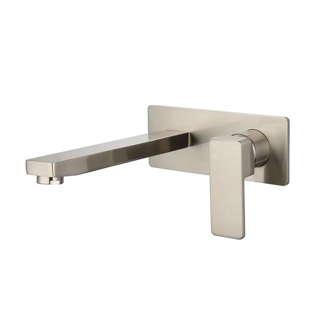 Ikon Ceram Wall Basin Mixer Brushed Nickel