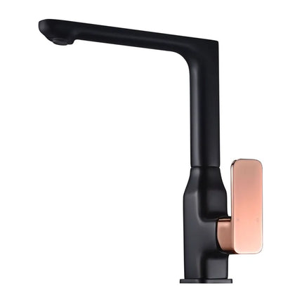 Ikon Seto Sink Mixer Matt Black & Rose Gold Handle