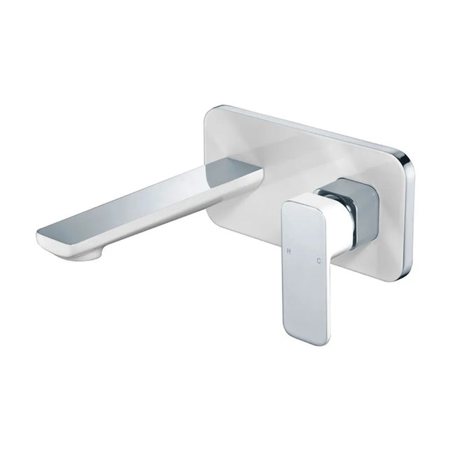 Ikon Seto Wall Basin Mixer Chrome & White