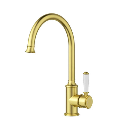 Ikon Clasico Gooseneck Sink Mixer Brushed Gold