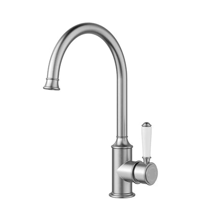 Ikon Clasico Gooseneck Sink Mixer Brushed Nickel