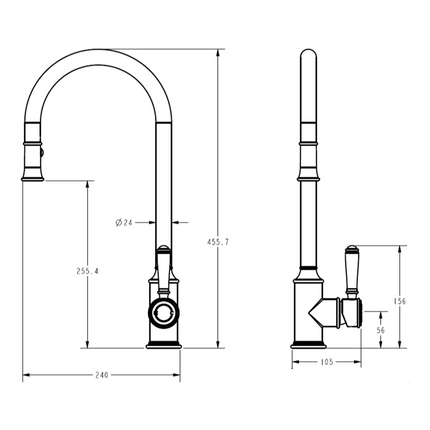 Ikon Clasico Pull-Out Sink Mixer Brushed Gold