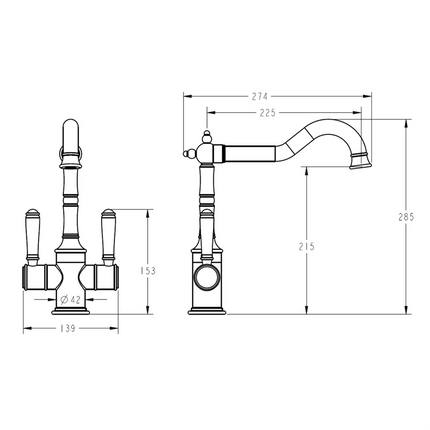 Ikon Clasico Twin Handle Sink Mixer Brushed Nickel