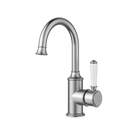 Ikon Clasico Gooseneck Basin Mixer Brushed Nickel