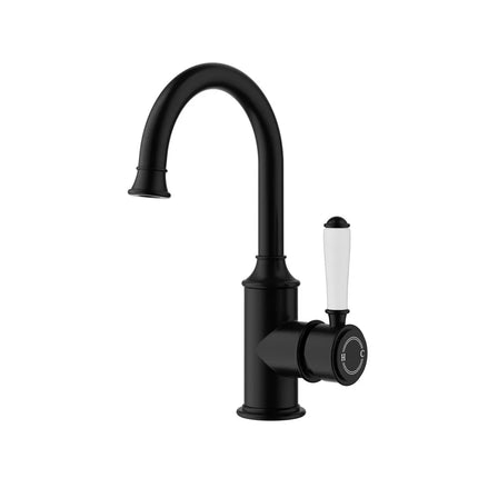 Ikon Clasico Gooseneck Basin Mixer Matt Black