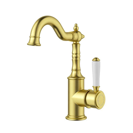 Ikon Clasico Basin Mixer Side Handle Brushed Gold