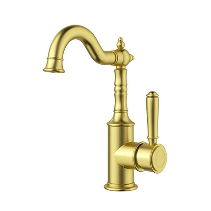 Ikon Clasico Basin Mixer Side Handle Brushed Gold