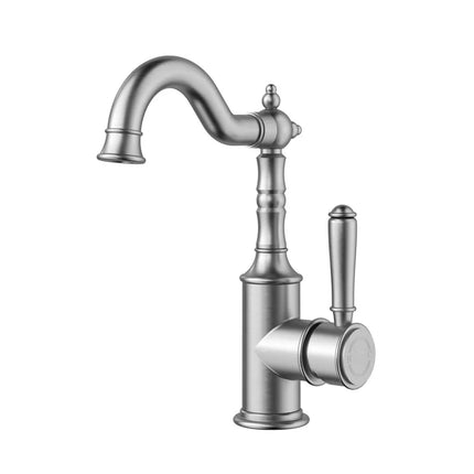 Ikon Clasico Basin Mixer Side Handle Brushed Nickel