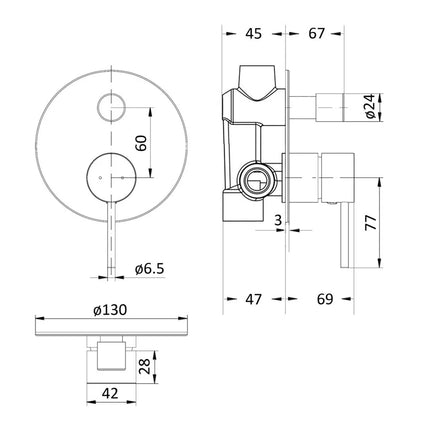 Ikon Hali Wall Mixer With Diverter Chrome