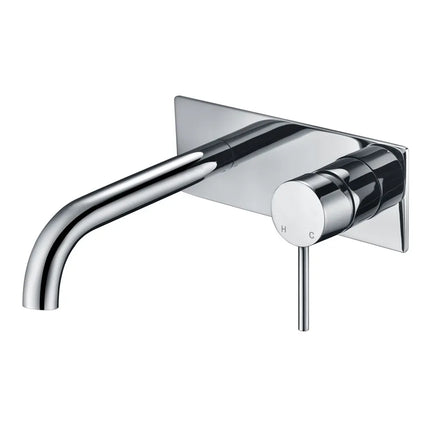 Ikon Hali Wall Basin Mixer Curved Spout Chrome