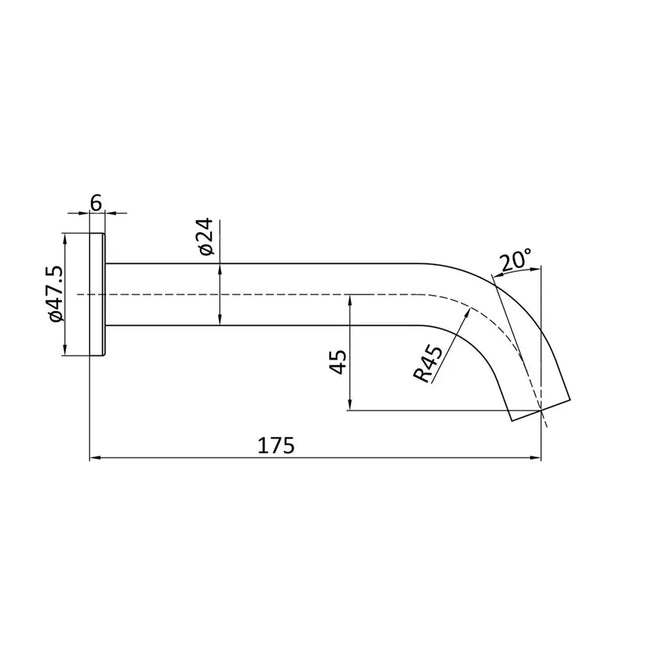 Ikon Hali Bath Spout Curved Tip Matt Black