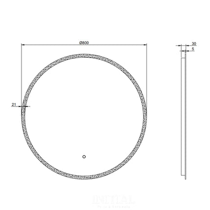 Hamo 800 Round Black Frame LED Mirror 800X800X35 ,