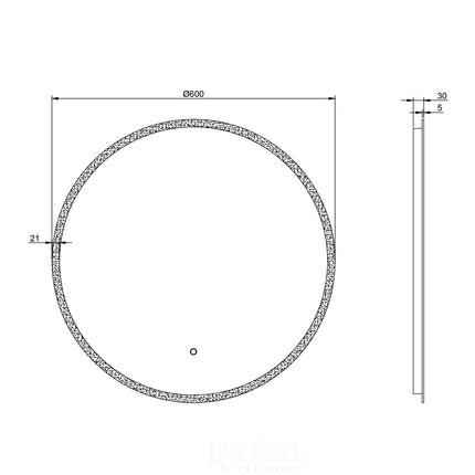 Hamo 600 Round Black Frame LED Mirror 600X600X35 ,