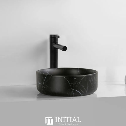 Above Counter Basin Carrara Pattern Round Matte Black 360X360X120 ,