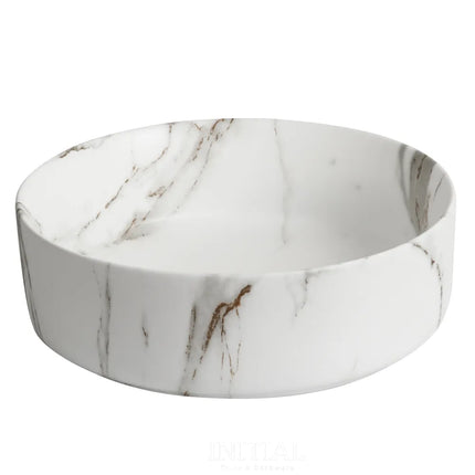 Above Counter Basin Carrara Pattern Round Matte White 360X360X120 ,