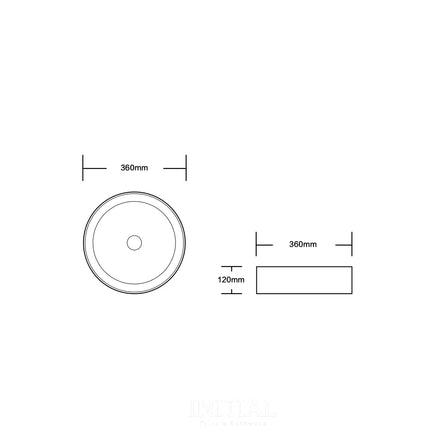 Above Counter Basin Carrara Pattern Round Matte White 360X360X120 ,