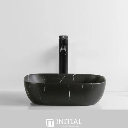 Above Counter Basin Marble Pattern Matte Black 460X330X135 ,