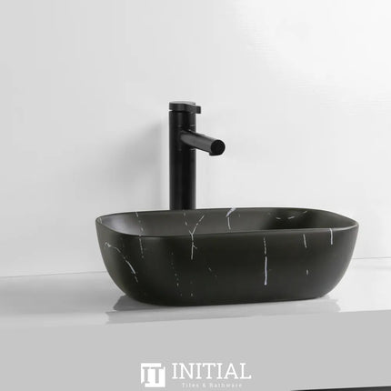 Above Counter Basin Marble Pattern Matte Black 460X330X135 ,