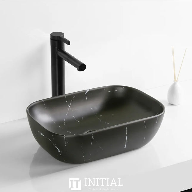 Above Counter Basin Marble Pattern Matte Black 460X330X135 ,