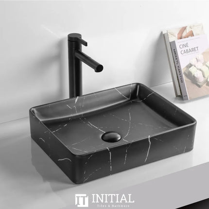 Above Counter Basin Marble Pattern Matte Black 470X360X110 ,