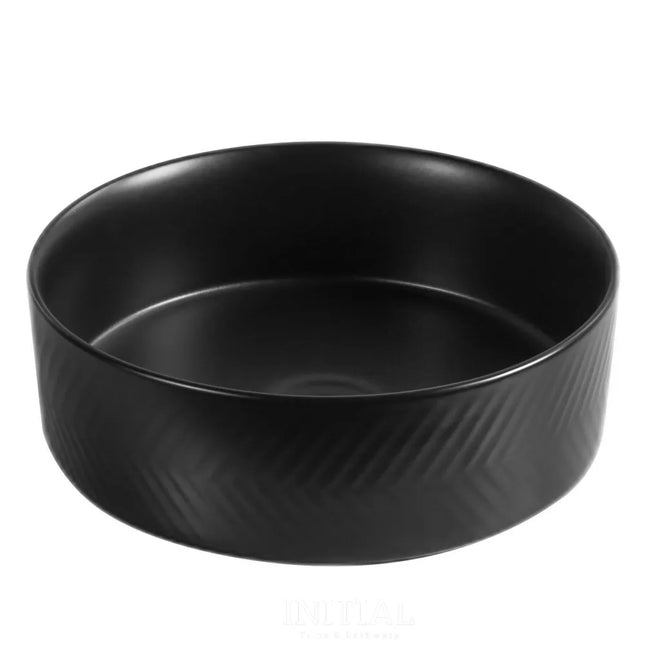 Above Counter Round Basin Chevron Pattern, Matte Black, 360X360X120 ,